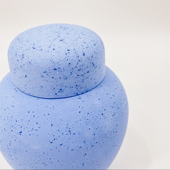 Vintage Speckled Blue Vase + Cover Lidded Jar - Picture 9 of 9